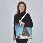 Jute Handtasche, Weihnachtsbaum Muster, Größe 42x34x9x37 cm, Blau image number 1