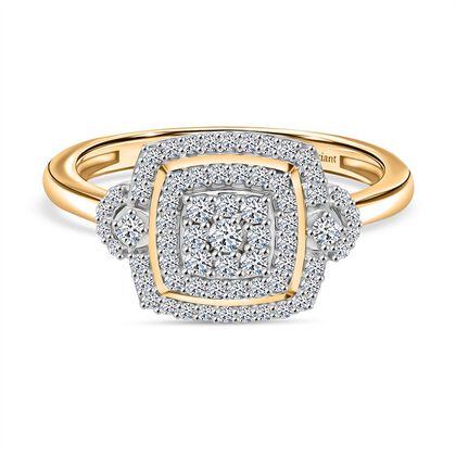 LUXURIANT DIAMOND - Lab Grown Diamant SI-GH SGL zertifiziert Ring 925 Silber 750 Gelbgold Vermeil (Gr&ouml;&szlig;e 20.00) ca. 0.50 ct