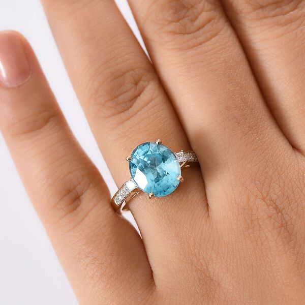 AAA Blauer Zirkon, Lab Grown Diamant VS Ring 375 Gold (Gr&ouml;&szlig;e 19.00) ca. 7.36 ct image number 2