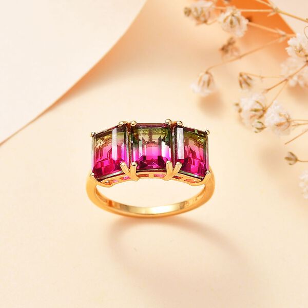 Wassermelonen Quarz Triplett Ring - 5,42 ct. image number 2