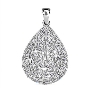 LUSTRO STELLA - Wei&szlig;er Zirkonia Anh&auml;nger 925 Silber rhodiniert