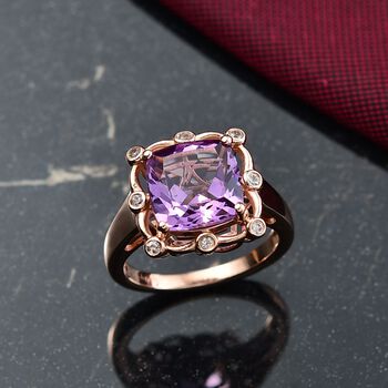 D'Joy AAA Rose De France Amethyst und Zirkon Ring - 4,35 ct.