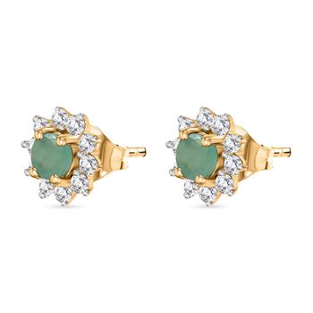 Sambische Smaragd und Zirkon-Ohrstecker - 1,07 ct.