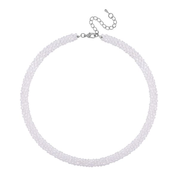 Simulierte mystische wei&szlig;e Kristall-Halskette, 50+5 cm image number 3