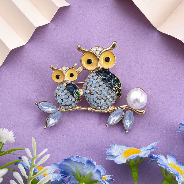 Kunststoff Perle, Mehrfarbiger Kristall Brosche emailliert image number 1