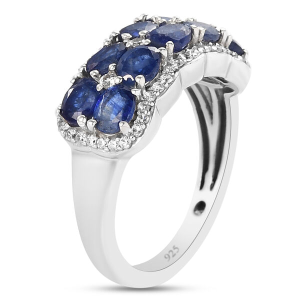 Masoala Saphir und Zirkon-Ring, 925 Silber platiniert, 3,30 ct. image number 5