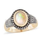 Natürlicher, äthiopischer Opal und Champagner Zirkon-Ring, 925 Silber Gelbgold Vermeil  ca. 1,76 ct image number 3