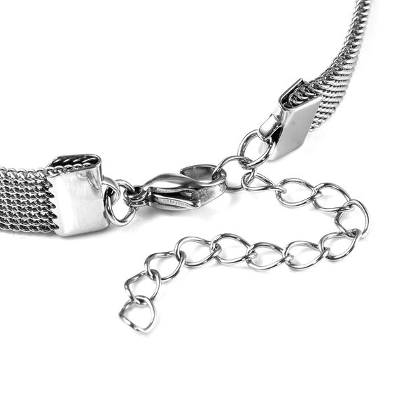 Lapislazuli und wei&szlig;es Kristall-Armband, ca. 19 cm, Edelstahl image number 5