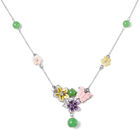 JARDIN KOLLEKTION - grüne Jade und rosa Perlmutt-Halskette, 925 Silber rhodiniert ca. 14,15 ct image number 0