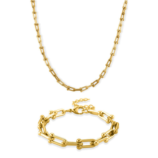 50+5cm Halskette und 18+3,5cm Armband in Goldton image number 0