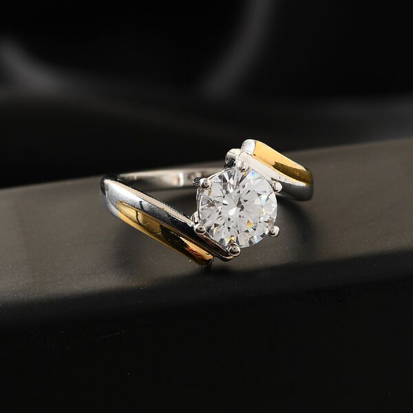 LUSTRO STELLA Hergestellt mit ZIRKONIA Solitär-Ring 925 Silber zweifarbige Überzug image number 6