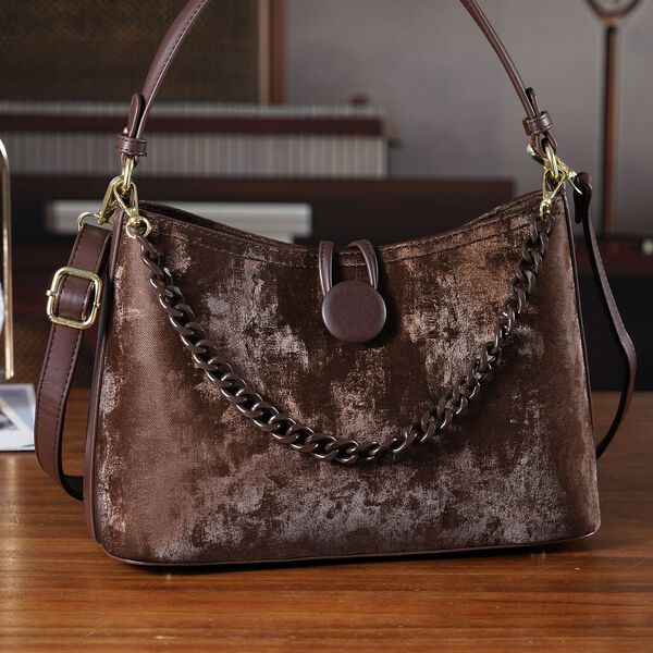 Crossbody Taschen Set 2 teilig mit Rei&szlig;verschlussfach und Innenfach 30 x 12 x 20 cm Dunkelbraun image number 2