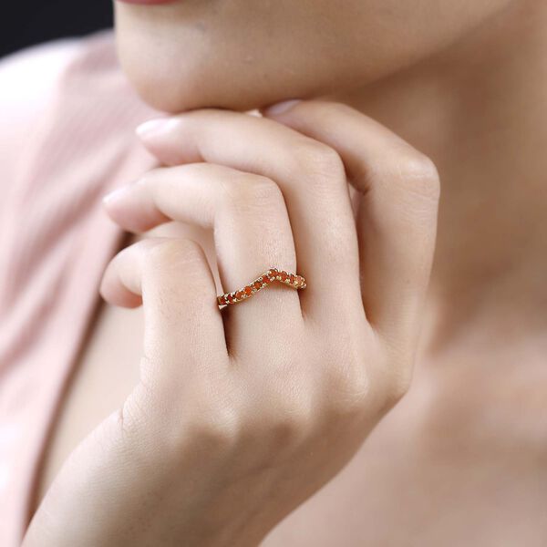 AA Feueropal Ring, 925 Silber Gelbgold Vermeil, (Größe 18.00) ca. 0.43 ct image number 3