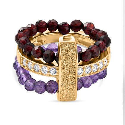 EVER TRUE Roter Granat, Afrikanischer Amethyst Ring Nickelfreies Messing (Gr&ouml;&szlig;e 19.00)