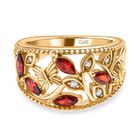 Granat Zirkonia, Weißer Zirkonia Ring Messing (Größe 16.00)