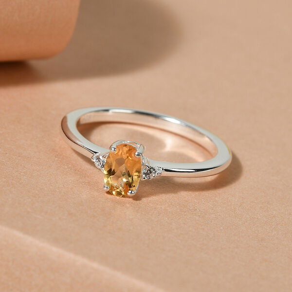 Citrin und Weißer Simulierter Diamant Ring 925 Silber  ca. 0,50 ct image number 2