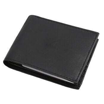 Klassische Bifold Herren-Geldb&ouml;rse, 100% echtes Leder, RFID gesch&uuml;tzt, schwarz