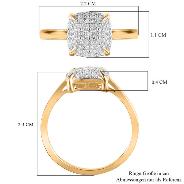 Wei&szlig;er Diamant P3 Ring 925 Silber Gelbgold Vermeil, ca. 0,01 ct. image number 7