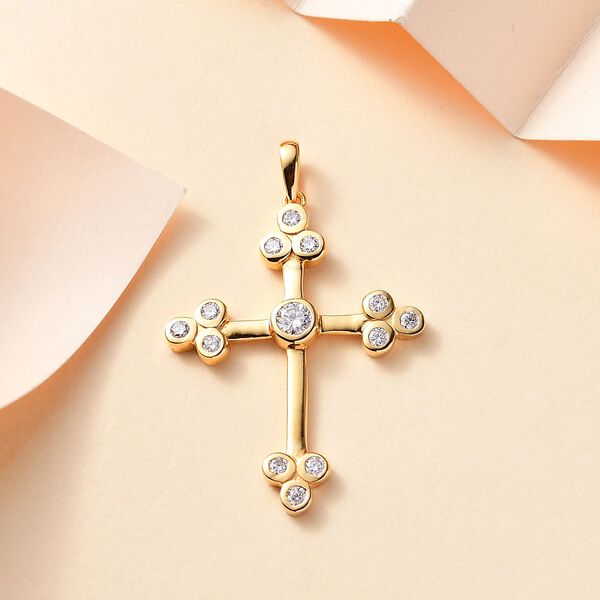 Moissanit Kreuz Anh&auml;nger - 0,77 ct. image number 2