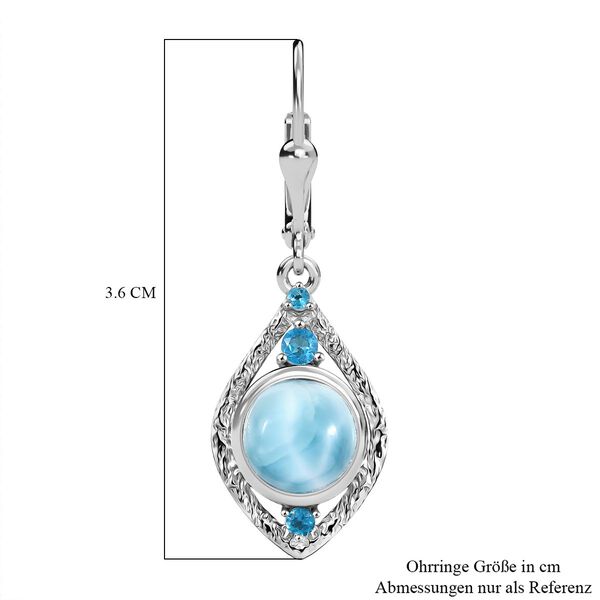 D joy Larimar, Neon Apatit Ohrringe 925 Silber platiniert ca. 5.07 ct image number 6