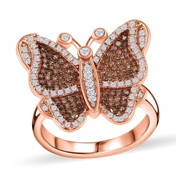 GP Kollektion Wei&szlig;er Diamant Ring 925 Silber Ros&eacute;gold Vermeil (Gr&ouml;&szlig;e 20.00) ca. 0.75 ct