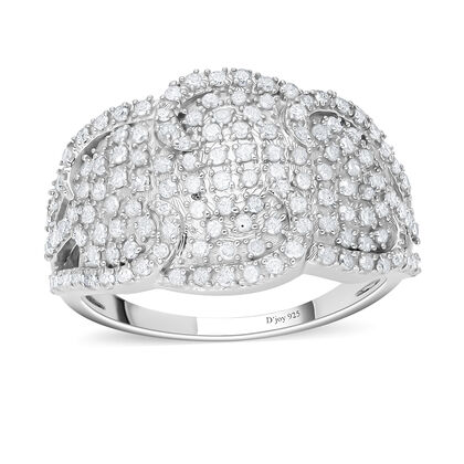 Wei&szlig;er Diamant Ring, 925 Silber platiniert (Gr&ouml;&szlig;e 16.00) ca. 1.00 ct