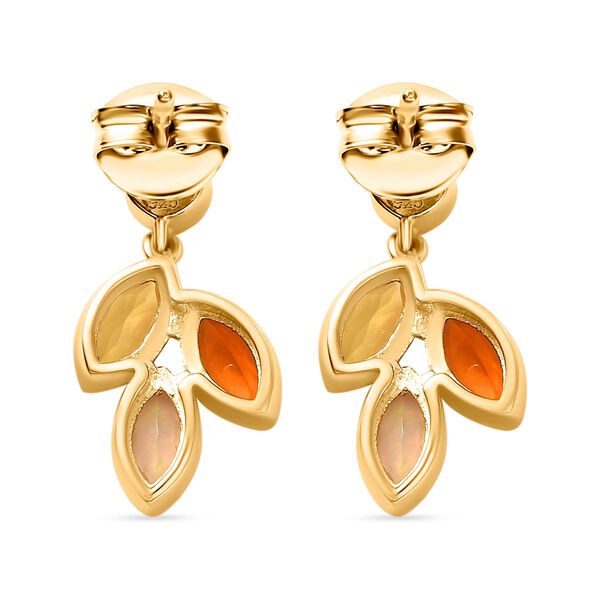 Feueropal, Kanarischer Opal Ohrringe 925 Silber 750 Gelbgold Vermeil ca. 1.07 ct image number 6