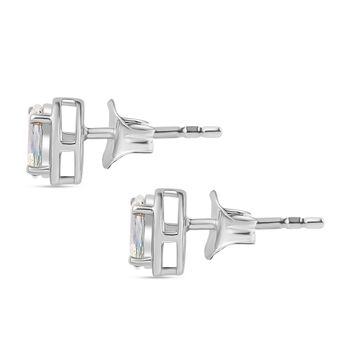 D joy AAA Premium Malagasy Regenbogen Mondstein Star Glimmer Ohrringe 925 Silber platiniert ca. 0.90 ct