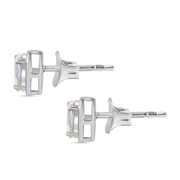 D joy AAA Premium Malagasy Regenbogen Mondstein Star Glimmer Ohrringe 925 Silber platiniert ca. 0.90 ct image number 4