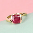 Fissure gefüllt Rubin Solitär Ring 925 Silber 585 Vergoldet image number 1