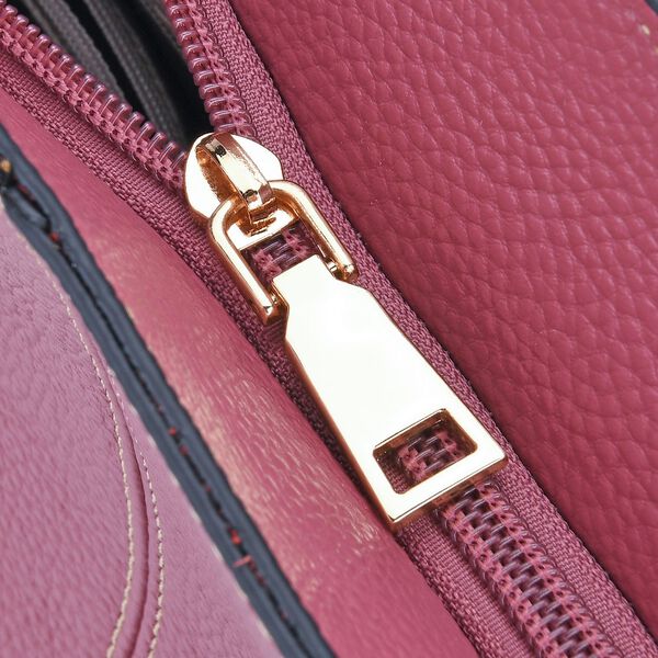 2er-Set Echtleder-Shopper, stilvolle Handtaschen mit passendem Reißverschluss-Etui, Rosa image number 7