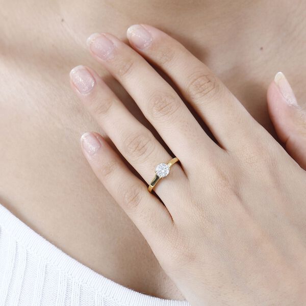 Moissanit Ring, 925 Silber 750 Gelbgold Vermeil - 0,75 ct. image number 3