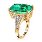 AAA Smaragd-Quarz Triplette, weißer Zirkon Ring, 925 Silber vergoldet (Größe 19.00) ca. 15.80 ct image number 4