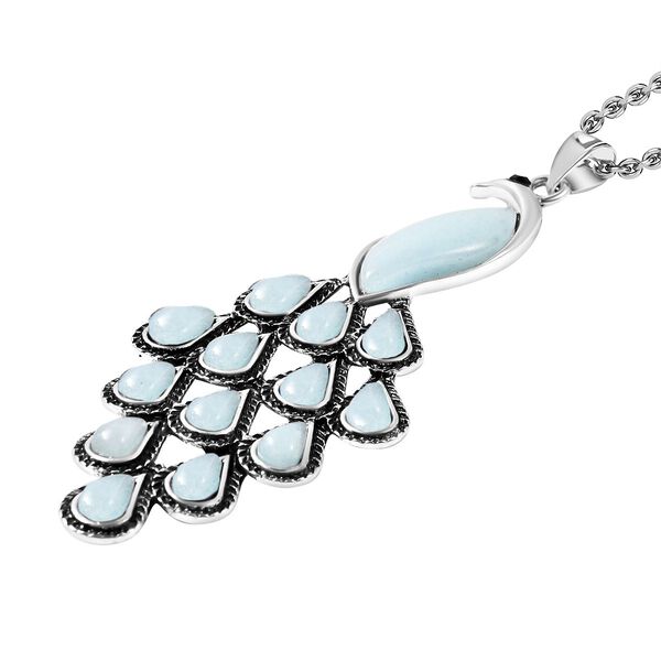 Blauer Quarzit und schwarzer Kristall-Anh&auml;nger mit 72cm Kette - 35 ct. image number 4