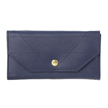 100% echte Leder Geldb&ouml;rse, RFID gesch&uuml;tzt, 18.50x10.50 cm, Marine-Blau