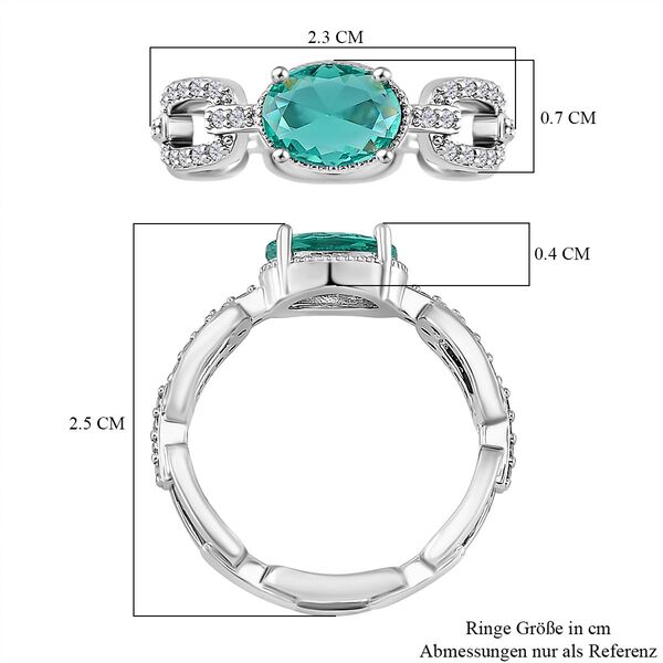 Grüner Zirkonia, Weißer Zirkonia Ring Messing (Größe 16.00) image number 5