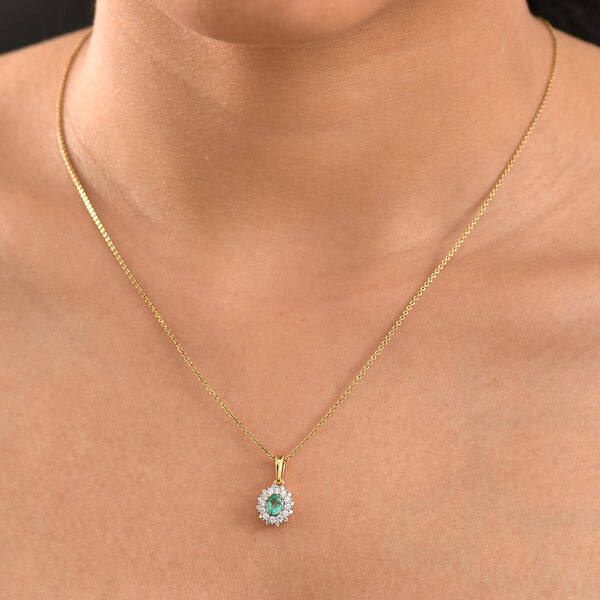 Smaragd und Moissanit Anhänger - 0,65 ct. image number 2