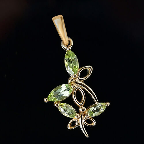 Natürlicher Peridot Anhänger 925 Silber vergoldet ca. 1,53 ct. image number 1
