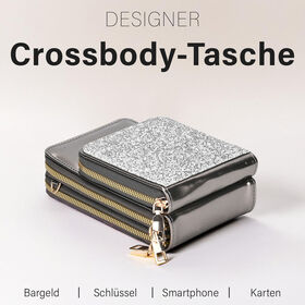 Elegante Umh&auml;ngetasche mit RFID-Schutz, Silber