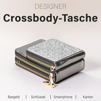 Elegante Umh&auml;ngetasche mit RFID-Schutz, Silber