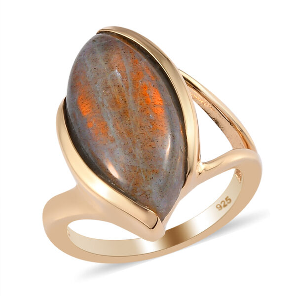 Feuer Labradorit Ring 925 Silber vergoldet  ca. 8,14 ct image number 4