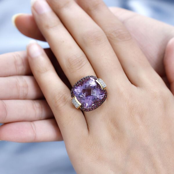 AAA Rose De France Amethyst, Rhodolith Granat und Zirkon-Ring - 20,61 ct. image number 2