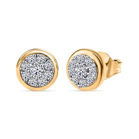 LUXURIANT DIAMOND- SI-GH Labor Diamant Ohrringe, 925 Silber Gelbgold Vermeil - 0,50 ct.