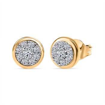 LUXURIANT SI-GH Labor Diamant Ohrringe, 925 Silber Gelbgold Vermeil - 0,50 ct.