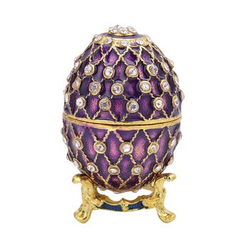 Tablettend&ouml;schen mit wei&szlig;en Kristallen, emailliert, 4x6,5 cm, Dunkelrot