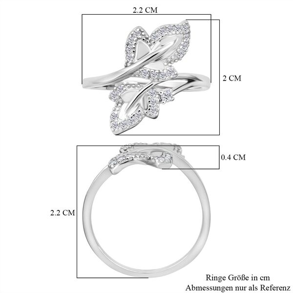 LUSTRO STELLA weißer Zirkonia Bypass Ring image number 6