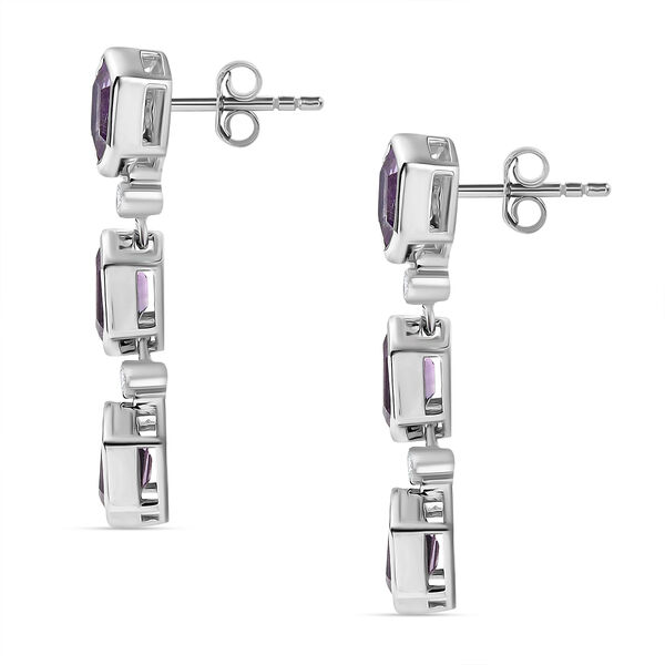 AA Rose De France Amethyst, Wei&szlig;er Zirkon Ohrringe 925 Silber platiniert ca. 3,63 ct. image number 4