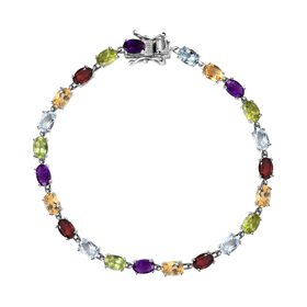 Mehrfarbig Edelstein Armband ca. 20 cm 925 Silber platiniert ca. 10.84 ct