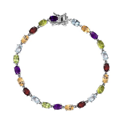 Mehrfarbig Edelstein Armband ca. 20 cm 925 Silber platiniert ca. 10.84 ct image number 0