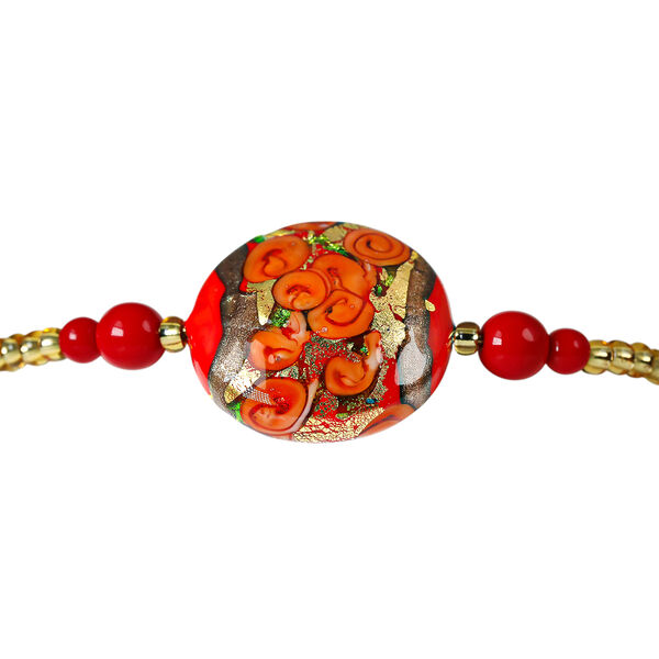 IL MURANO DI FRANCESCA - Rotes MILLEROSE WRAP Armband ca. 19 cm Nickelfreies Messing 750 Gelb Vergoldet image number 3
